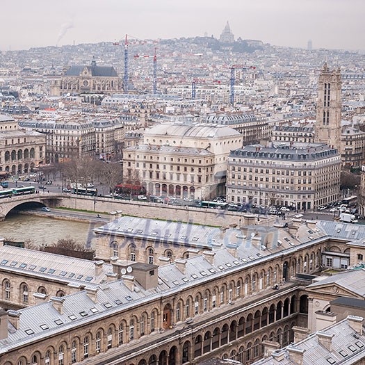 Paris aerial view and the Seine river, France