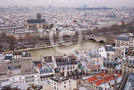 Paris aerial view and the Seine river, France Paris aerial view and the Seine river, France