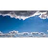 Blue sky with lots of clouds. Beautiful natural layout with copy space.