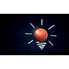 Light bulb and basket ball as sign for creativity