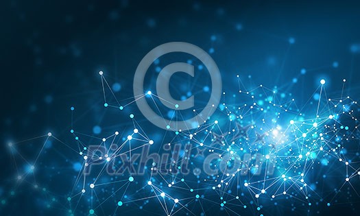 Abstract blue background with connection lines and dots. 3d rendering Abstract blue background with connection lines and dots. 3d rendering