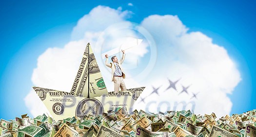 Rich businessman in pile of money banknotes Rich businessman in pile of money banknotes