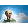 Elephant walking on Earth planet. Elements of this image are furnished by NASA