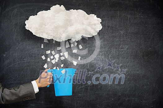 Concept of wireless connection and cloud computing. Mixed media Concept of wireless connection and cloud computing. Mixed media