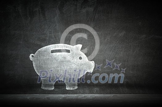 Piggy bank sign as symbol for savings on concrete background Piggy bank sign as symbol for savings on concrete background