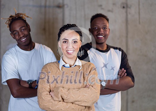 portrait of young multiethnic business team,architect and engineer on construction site while checking documents and business workflow in new startup office