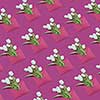 Tulip bouquets in handcraft envelopes pattern on a magenta background. Post card for congratulation. Flat lay.
