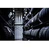 Tyres being stored in a garage - waiting for the client to have them put on his car