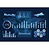 Futuristic user interface with business infographs and icons