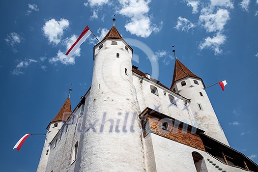 Castle (Schloss Thun) against lovely blue sky Castle (Schloss Thun) against lovely blue sky
