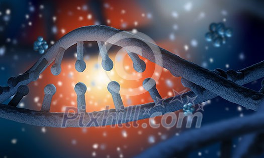 Biochemistry background concept with high tech dna molecule Biochemistry background concept with high tech dna molecule