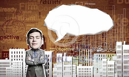 Young businessman with closed eyes at composite business background Young businessman with closed eyes at composite business background