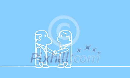 Cartoon image of two businessmen shaking hands