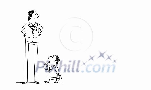 Caricature of funny businessmen on white background