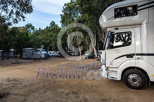 Motorhomes at campsite Motorhomes at campsite