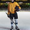 young ice hockey player portrait on a match half time