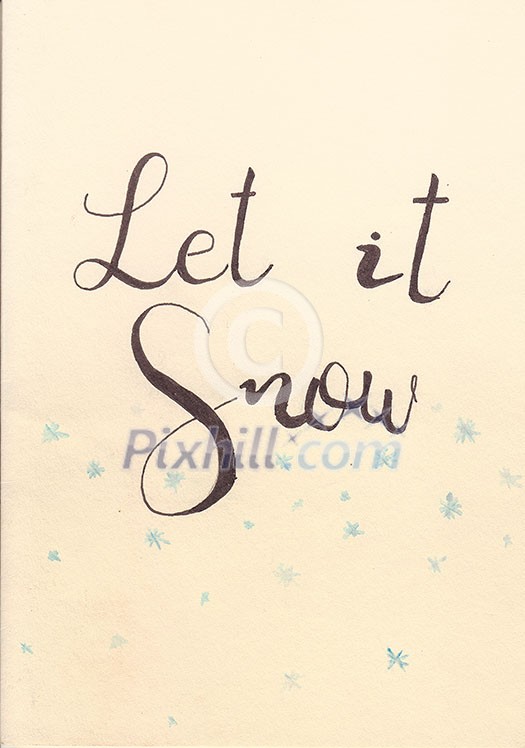let it snow Christmas calligraphy handwritten modern brush letter Hand drawn design elements.