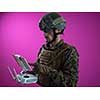 modern warfare soldier as drone control technician