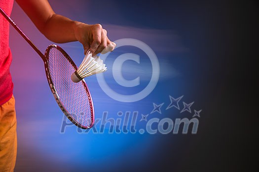 badminton racket and shuttlecock closeup badminton racket and shuttlecock closeup