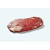 Fresh raw natural beef flank sreak for cooking isolated on white background with shadows, place for text