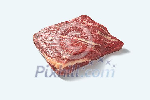 Fresh raw natural beef meat for cooking isolated on white background with shadows, place for text Fresh raw natural beef meat for cooking isolated on white background with shadows, place for text
