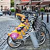 BRUSSELS, BELGIUM -MAY 16, 2012:City Bike docking station in Brussels. Villo Bike is a privately owned for-profit public bicycle sharing system that serves the city