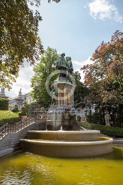 Brussels, Belgium- 9 August, 2014 : Statue of Egmont and Hoorne on Petit SablonSquare in Brussels, Belgium Brussels, Belgium- 9 August, 2014 : Statue of Egmont and Hoorne on Petit SablonSquare in Brussels, Belgium