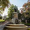 Brussels, Belgium- 9 August, 2014 : Statue of Egmont and Hoorne on Petit SablonSquare in Brussels, Belgium