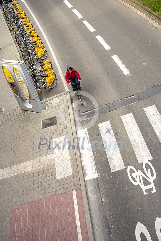 BRUSSELS, BELGIUM - February 24, 2014:City Bike docking station in Brussels. BRUSSELS, BELGIUM - February 24, 2014:City Bike docking station in Brussels.