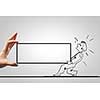 Caricature of overloaded man carrying box with effort