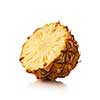 Half pineapple on white background