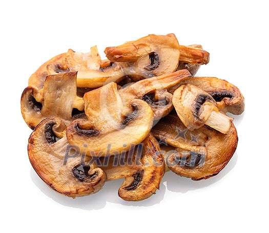 Fried champignon isolated on white background
