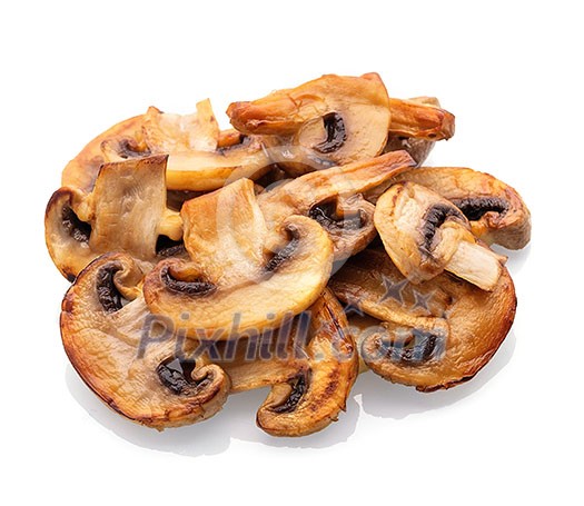 Fried champignon isolated on white background Fried champignon isolated on white background