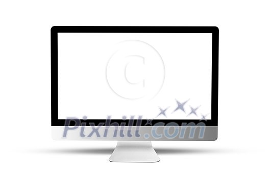 Desktop computer modern style with mock-up blank screen isolated on white background, copy space.