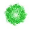 Green powder explosion in the shape of round frame on a white background with copy space. Abstract colored dust cloud.