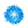 Classic blue powder splash on a white background with copy space. Trend color of the year 2020.