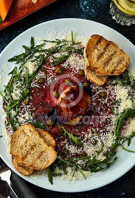 Beef Carpaccio with Parmesan and Croutons