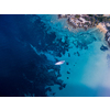 Scenic Sardinia island landscape. Italy sea ??coast with azure clear water. Nature background from above - aerial image