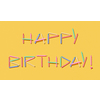 Congratulation card with text Happy Birthday handmade from multicolored candles on a yellow background, copy space.