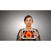 Woman holding tablet pc with lungs xray concept