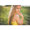 Portrait of young  woman with radiant clean outdoor on a spring/summer sunny day