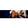 Man playing a guitar on stage (shallow DOF; color toned image)