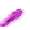 Decorative diagonal powder explosion or splash of purple color on a white background with copy space.