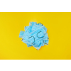 Protective medical antibacterial blue face mask in a small bunch on a yellow background, copy space. Concept of prevention from respiratory sickness and viruses.