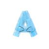 Capital letter A handmade from medical antibacterial protective blue face masks on a white background, copy space. Creative alphabet for making up new words.