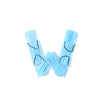 Capital letter W handmade from medical antibacterial protective blue face masks on a white background, copy space. Creative alphabet for making up new words.