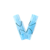 Capital letter V handmade from medical antibacterial protective blue face masks on a white background, copy space. Creative alphabet for making up new words.