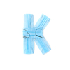 Capital letter K handmade from medical antibacterial protective blue face masks on a white background, copy space. Creative alphabet for making up new words.