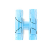 Capital letter H handmade from medical antibacterial protective blue face masks on a white background, copy space. Creative alphabet for making up new words.