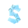 Capital letter S handmade from medical antibacterial protective blue face masks on a white background, copy space. Creative alphabet for making up new words.